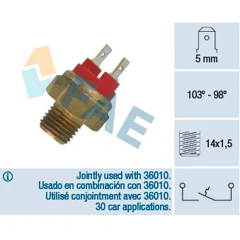 Interrupteur de température, ventilateur de radiateur FAE OEM 1364273