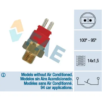 Interrupteur de température, ventilateur de radiateur FAE 36250 pour MERCEDES-BENZ VARIO 818 D - 177cv