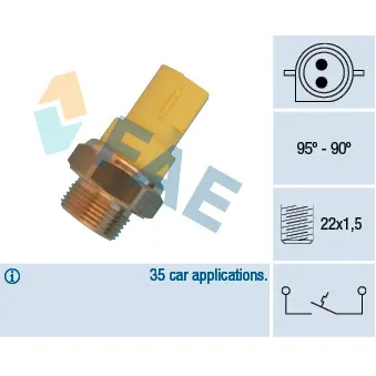 Interrupteur de température, ventilateur de radiateur FAE 36330 pour FORD FIESTA 1.8 XR2i 16V - 130cv