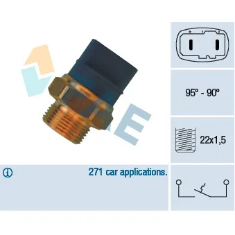 Interrupteur de température, ventilateur de radiateur FAE 36370 pour MAN F90 2.5 TDI 4motion - 150cv
