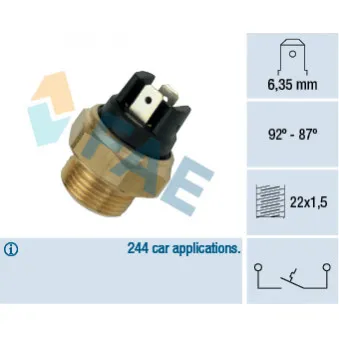 Interrupteur de température, ventilateur de radiateur FAE OEM SE127952600B