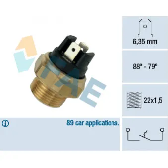 Interrupteur de température, ventilateur de radiateur FISPA 82.2305