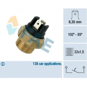 Interrupteur de température, ventilateur de radiateur FAE OEM V40-99-1040