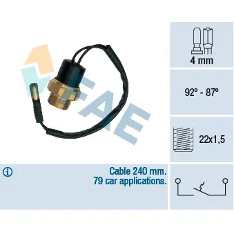 FAE 37490 - Interrupteur de température, ventilateur de radiateur