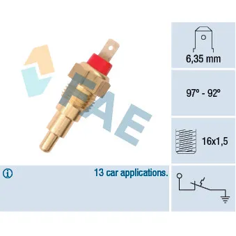 FAE 37610 - Interrupteur de température, ventilateur de radiateur