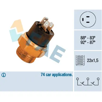Interrupteur de température, ventilateur de radiateur FAE OEM 95612640