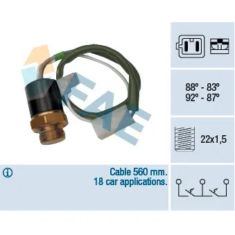 FAE 37830 - Interrupteur de température, ventilateur de radiateur