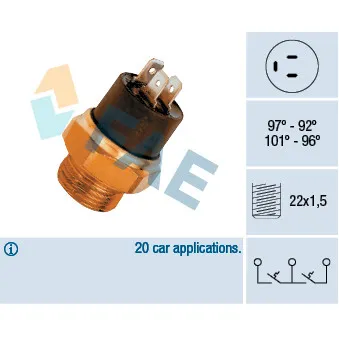 Interrupteur de température, ventilateur de radiateur FAE OEM 82801