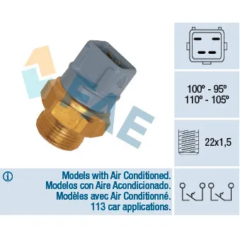 Interrupteur de température, ventilateur de radiateur FAE 37970 pour FORD TRANSIT 1.6 - 65cv