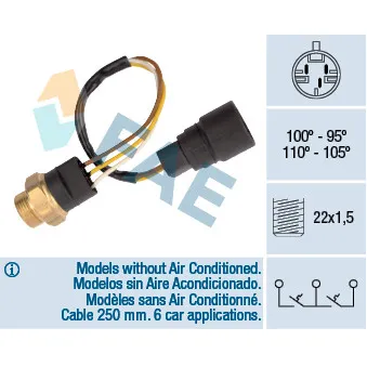 Interrupteur de température, ventilateur de radiateur FAE OEM 90355936