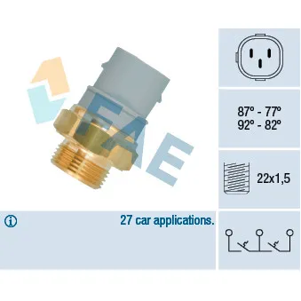 Interrupteur de température, ventilateur de radiateur FAE OEM 3806007