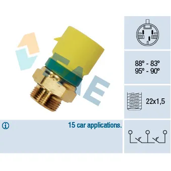 Interrupteur de température, ventilateur de radiateur FAE OEM TSW 38D