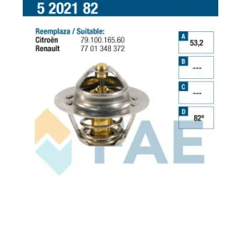 Thermostat d'eau FAE 5202182 pour RENAULT CLIO 1.9 RND - 54cv