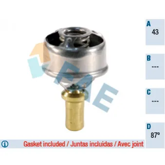 Thermostat d'eau FAE 5202887 pour RENAULT CLIO 1.2 - 58cv