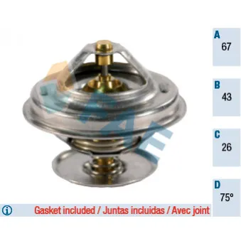 Thermostat d'eau FAE 5300275 pour IVECO EUROSTAR LD 440 E 47 TZ - 469cv