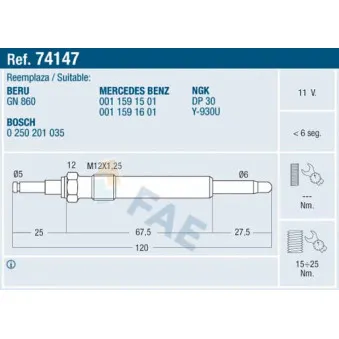 FAE 74147 - Bougie de préchauffage