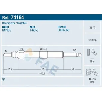 Bougie de préchauffage FAE OEM ERR6066