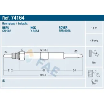 FAE 74164 - Bougie de préchauffage
