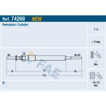 Bougie de préchauffage FAE OEM 12230035934