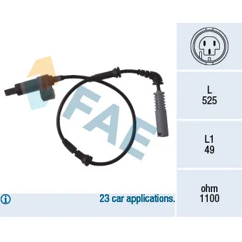 Capteur, vitesse de roue FAE OEM 34521165609