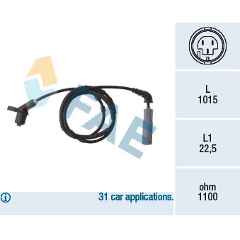 Capteur, vitesse de roue FAE OEM 34521164652