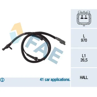 Capteur, vitesse de roue FAE OEM 1494167080