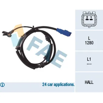 Capteur, vitesse de roue FAE 78038 pour CITROEN C5 2.2 HDI - 170cv