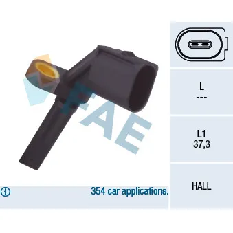 Capteur, vitesse de roue avant droit FAE 78061 pour AUDI A5 3.0 TDI quattro - 240cv