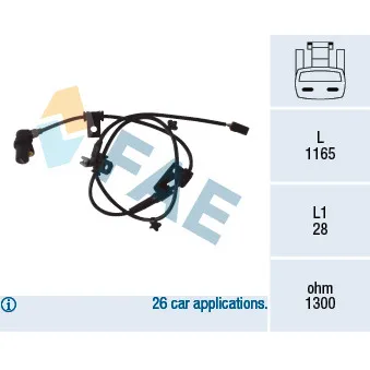 FAE 78078 - Capteur, vitesse de roue avant droit