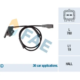 Capteur, vitesse de roue FAE 78080 pour CITROEN C4 2.0 HDi - 136cv