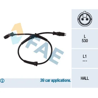 Capteur, vitesse de roue FAE 78099 pour RENAULT MEGANE 1.6 - 113cv
