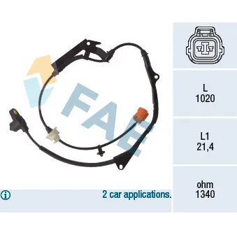 FAE 78115 - Capteur, vitesse de roue avant gauche