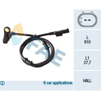 Capteur, vitesse de roue FAE OEM 1635421918