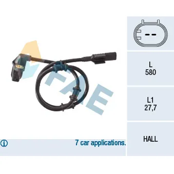 Capteur, vitesse de roue FAE OEM 1635422118