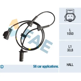 Capteur, vitesse de roue FAE OEM 9472170