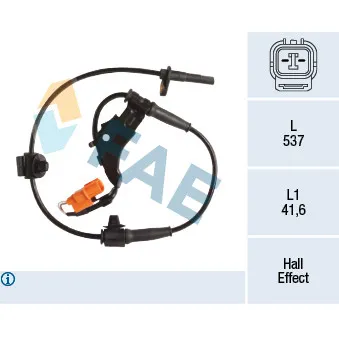 Capteur, vitesse de roue FAE OEM 57450S9A003