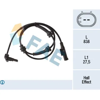 Capteur, vitesse de roue FAE 78278