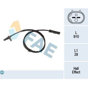 Capteur, vitesse de roue FAE OEM 34526784902