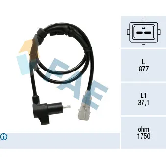 Capteur, vitesse de roue FAE OEM 96183261