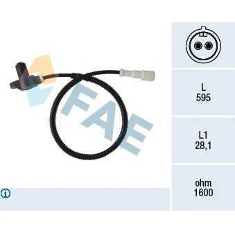 Capteur, vitesse de roue FAE OEM 1238424