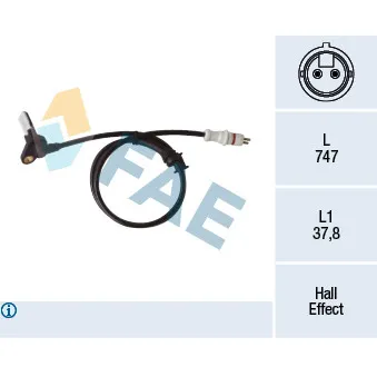 Capteur, vitesse de roue FAE 78413