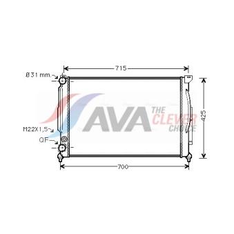 Radiateur, refroidissement du moteur AVA QUALITY COOLING OEM 8D0121251E