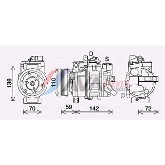 Compresseur, climatisation AVA QUALITY COOLING OEM 8k0260805q