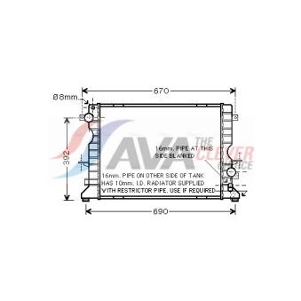 Radiateur, refroidissement du moteur AVA QUALITY COOLING AU2184