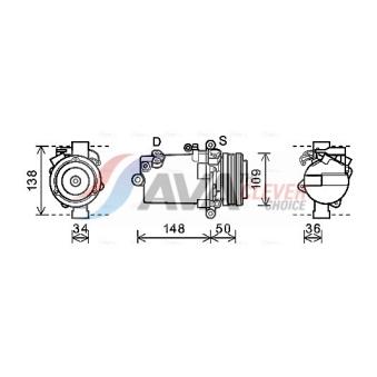 Compresseur, climatisation AVA QUALITY COOLING BWAK408