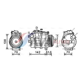 Compresseur, climatisation AVA QUALITY COOLING OEM 64509180549