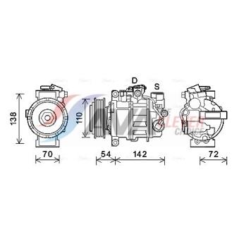 Compresseur, climatisation AVA QUALITY COOLING OEM 64529222308