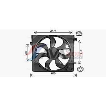 Ventilateur, refroidissement du moteur AVA QUALITY COOLING OEM 214814EB0B