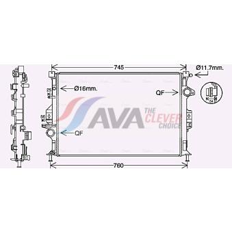 Radiateur, refroidissement du moteur AVA QUALITY COOLING OEM 1786805