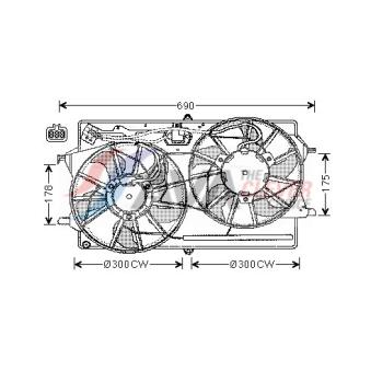 Ventilateur, refroidissement du moteur AVA QUALITY COOLING OEM YS4H8C607AA